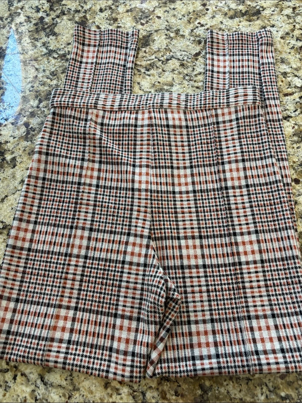 Free People Rust and Cream Plaid Pants